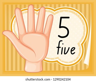 Ilustración de gesto de mano número cinco