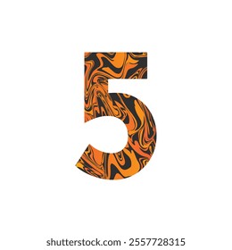 Number five With Liquid Marble Texture Vector Illustration. Number 5 Isolated On A White Background