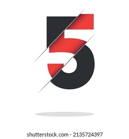 Number five logo. black and orange glossy style. Vector design template elements for your application or company.