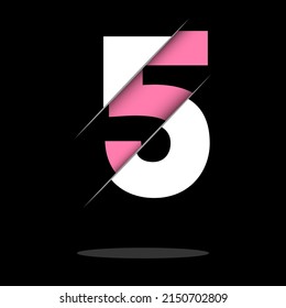 Number five logo. black and orange glossy style. Vector design template elements for your application or company.