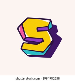 Number five logo in cubic children style based on impossible isometric shapes. Perfect for kids labels, illusion branding, cute birthday posters etc.