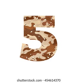 Number five logo with desert camouflage. Vector design for banner, presentation, web page, card, labels or posters.