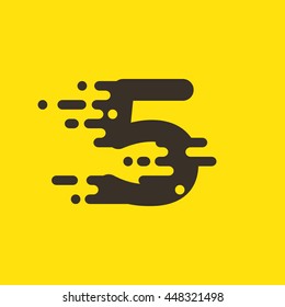 Number five logo for fast speed taxi service. Colorful vector design for banner, presentation, web page, card, labels or posters.