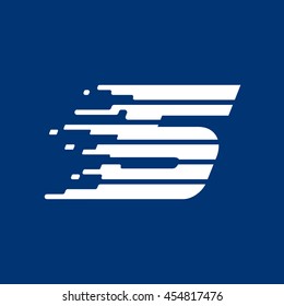 Number five logo with fast speed lines. Vector design for sportswear, banner, card, labels or posters.