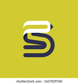 Number five logo formed by pencil. Vector typeface for art identity, school headlines, education posters etc.