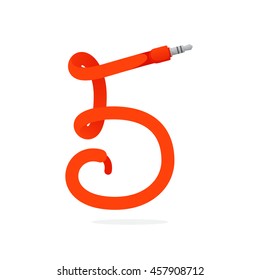Number five logo formed by jack cable. Sound vector design template elements for your music application, card, labels or posters.