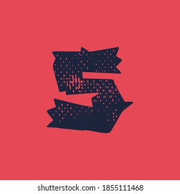 Number five logo in horror style with grunge texture. Vector font template for your scary corporate identity, circus emblem, halloween posters, western style design, and etc. 