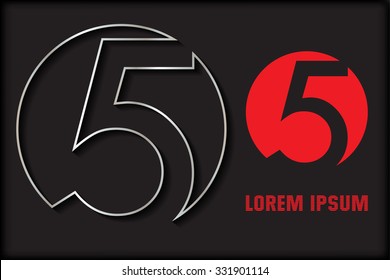 Number Five Logo.Logo 5 Vector Template.