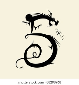 Number five made from dragon