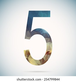 Number five in modern polygonal crystal style
