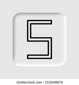 Number five, numeral simple icon vector. Flat desing. Neumorphism design.ai