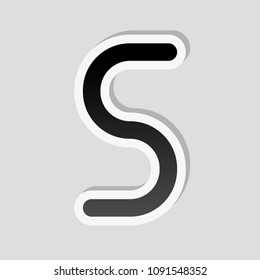 Number five, numeral, simple letter. Sticker style with white border and simple shadow on gray background