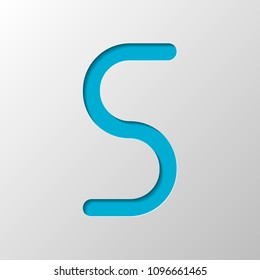 Number five, numeral, simple letter. Paper design. Cutted symbol with shadow