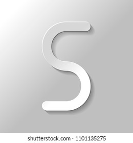 Number five, numeral, simple letter. Paper style with shadow on gray background