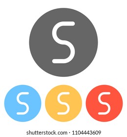 Number five, numeral, simple letter. Set of white icons on colored circles