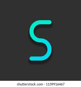 Number five, numeral, simple letter. Colorful logo concept with soft shadow on dark background. Icon color of azure ocean