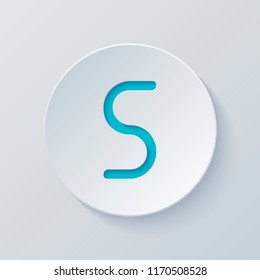 Number five, numeral, simple letter. Cut circle with gray and blue layers. Paper style