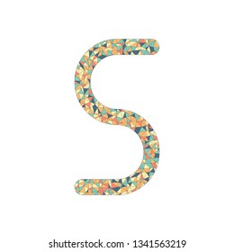 Number five, numeral, simple letter. Colored mosaic with polygons