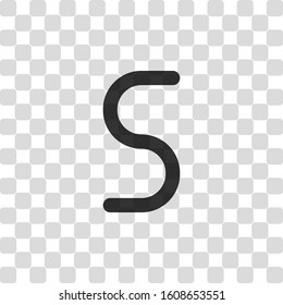 Number five, numeral, simple letter. Black symbol on transparency grid