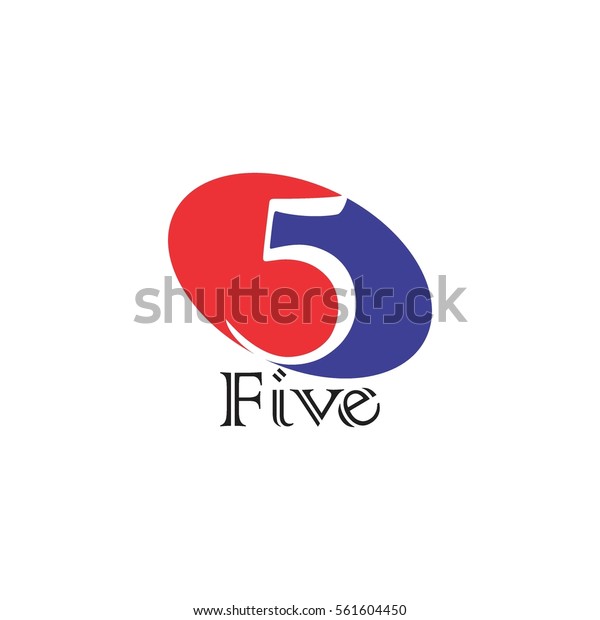 Number Five Oval Shape Logo Vector Abstract Signs Symbols Stock