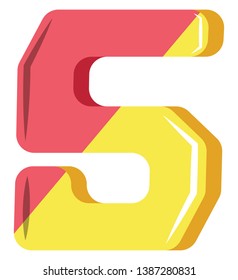 Number five in pink and yellow illustration vector on white background