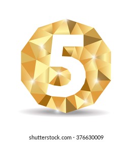 number five polygon yellow gold