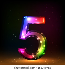 Number five. Salute- vector isolated on black background