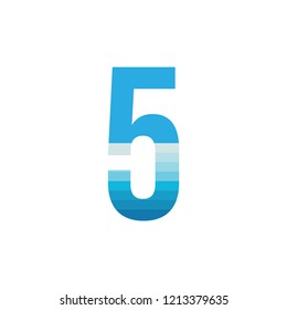 Number FIVE with sea wave logo design