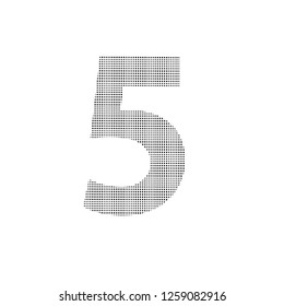 The Number Five. Shaped Black Numbers. Mathematical Figures.