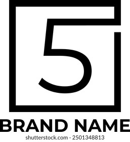 number five square logo design