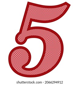 Number Five With Square Pattern Vector Illustration. Number 5 With Square Texture Isolated On A White Background
