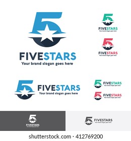 Number Five Star Logo Template