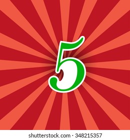 Number five sticker on a bright background