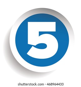 Number Five sticker vector blue
