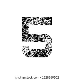 Number five, symbol 5. Textured font Grunge Design