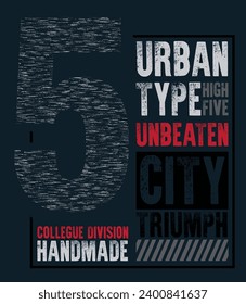 Number five urban city, sport graphic design t-shirt.