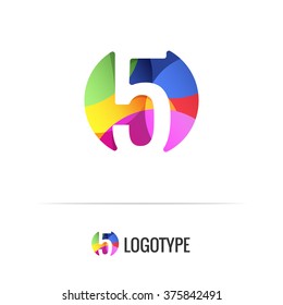 Number five. Vector colorful alphabet element. Negative space forms a circle. Bright and fresh design letters for children's parties and fun celebrations. Beautiful logo, monogram, anniversary.