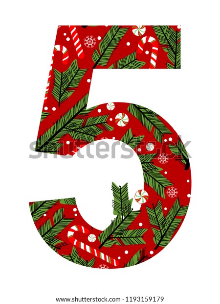 Number five. Vector Design Background.\
Illustration of a Christmas\
style.