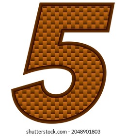 Number Five Vector Illustration. Orange Patterned Number 5 Isolated On A White Background
