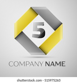 Number five vector logo symbol in the colorful rhombus. Vector template for your design