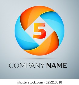 Number five vector logo symbol in the colorful circle. Vector template for your design