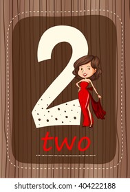 Number flashcard for two