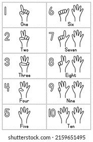 Number Flashcards Design Hand Sign Drawing Stock Vector (Royalty Free ...