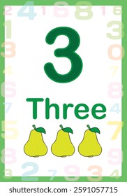 Number flashcards for young children to learn numbers