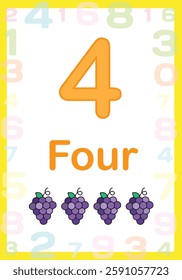 Number flashcards for young children to learn numbers