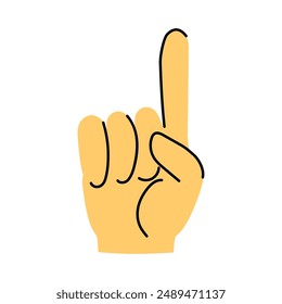 number foam fan finger cartoon. glove one, sign winner, soccer fan finger sign.isolated symbol vector illustration