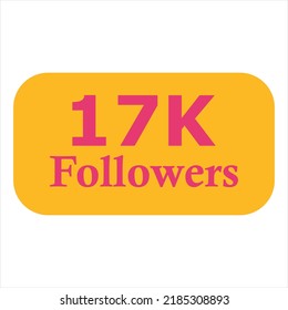 number of followers sign and label vector and illustration art with fantastic font and Cinnabar, yellow and pink color combination on white background