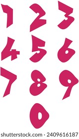 Number font. Classic trapezoidal style numbers font with contemporary geometric design. Beautiful elegant figures. distorted and beautiful Vector Illustration