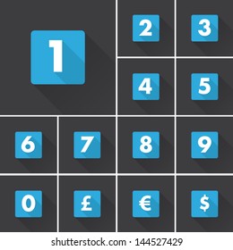 Number font icons shadow