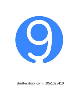 Number font logo modern abstract blue icon of number 9 Nine for font circle logo